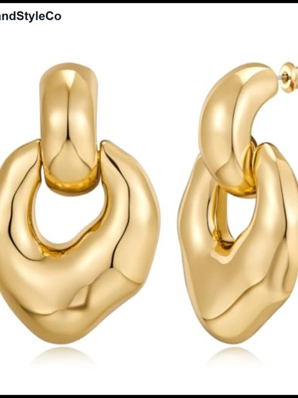 Chunky Gold Door Knocker Dangle Earrings for Women